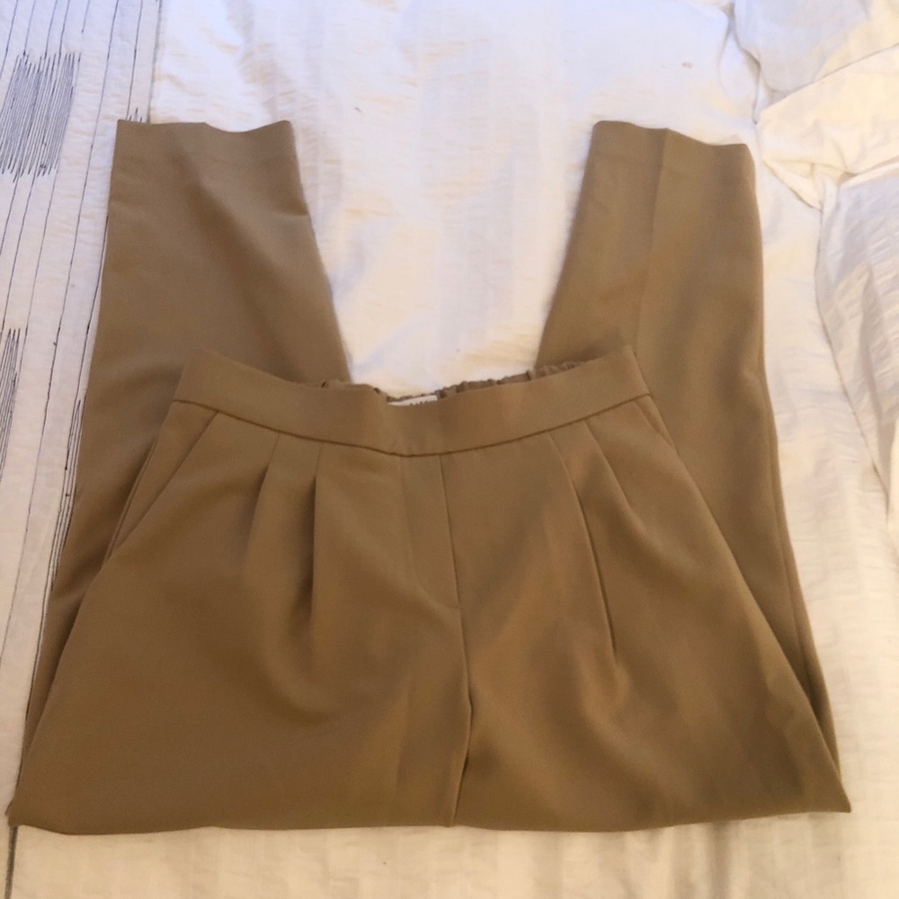 Babaton pleated tan pants